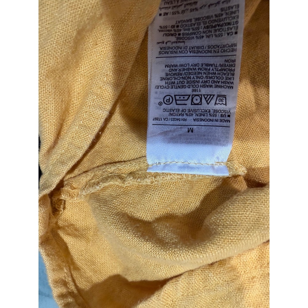 Old Navy Womens Mustard Yellow Linen Blend Tie Strap Smocked Mini Dress Size M - Picture 8 of 10